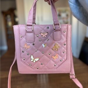Pink Butterfly Embellished Handbag